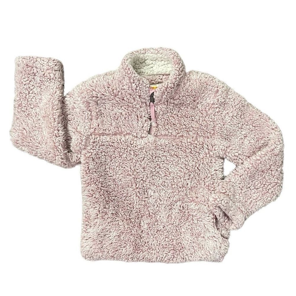 C&C California Girl’s Pink Quarter Zip Fluffy Sherpa Pullover Sweater Size 5